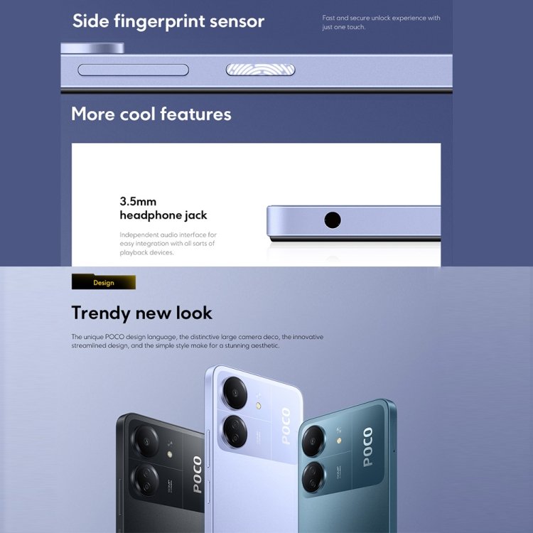 Brand New Celular Xiaomi POCO C65 Global version 8GB+256GB Android 13 18W PD charging xiaomi 3g 4g cell phones smartphone